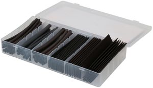 Box with hot shrink tubes assorted with black