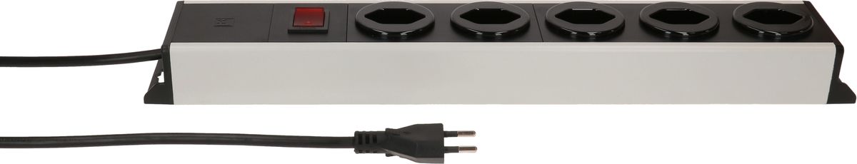 Steckdosenleiste Power Line 5x Typ 13 grau/schwarz Schalter 1.5m