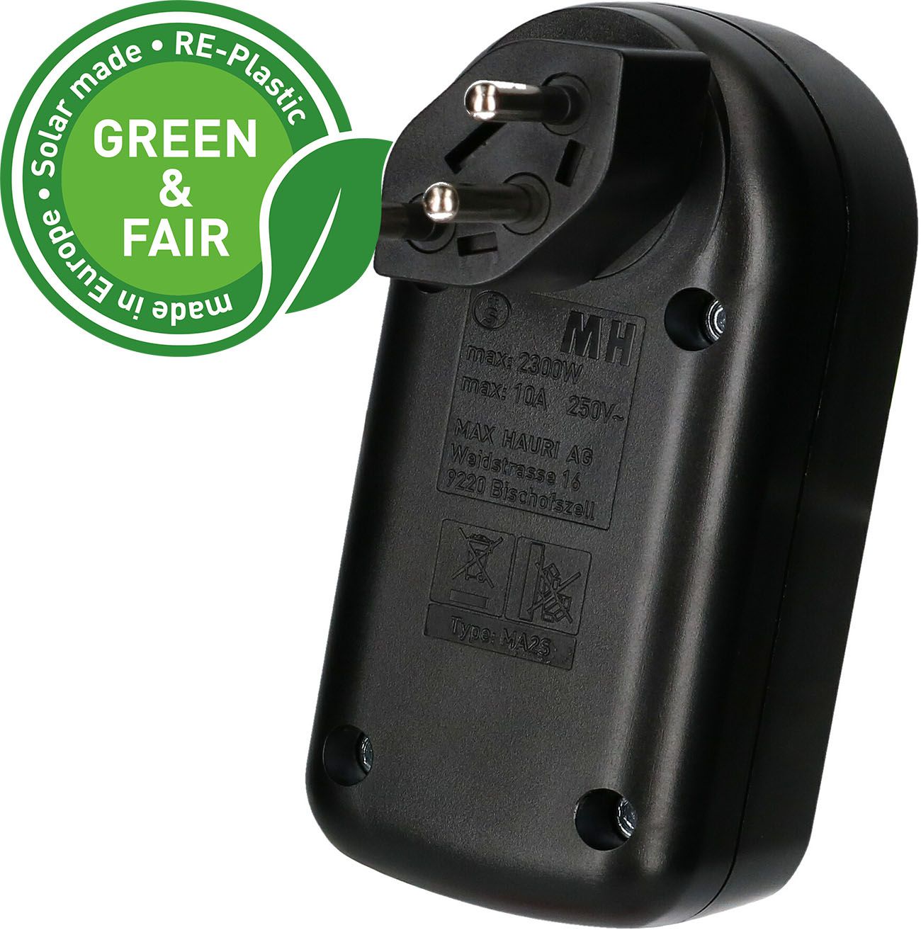 multi adaptateur ADAPT 2x type 13 noir rotatif interr. Green+Fair