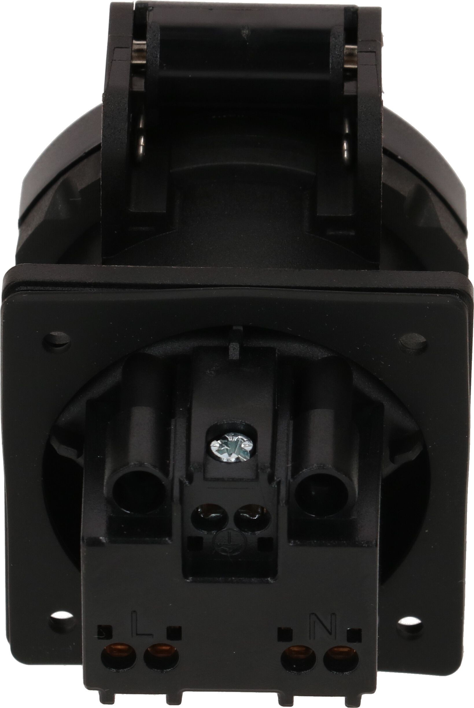 Einbausteckdose 1x Typ 23 L+N+PE Max Hauri IP55 schwarz/schwarz