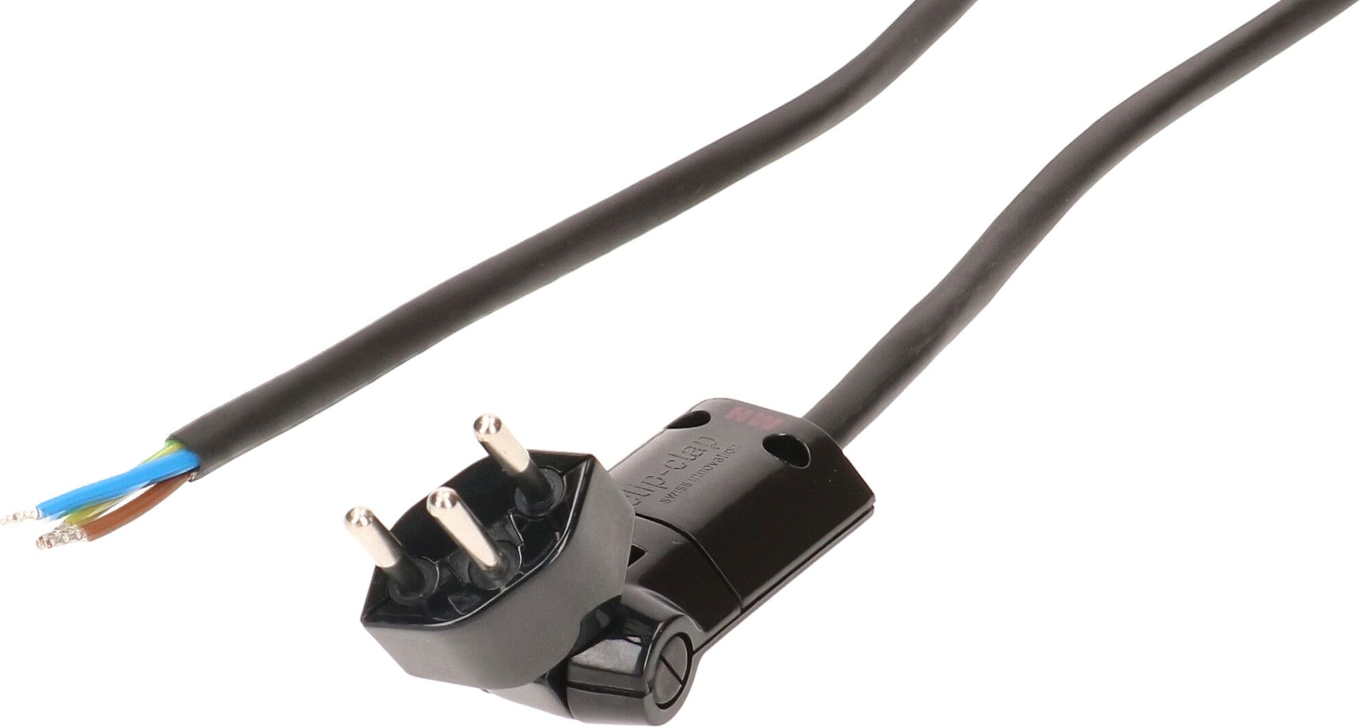 Câble secteur 3G1.0 5m noir blindé avec type 12 clip-clap