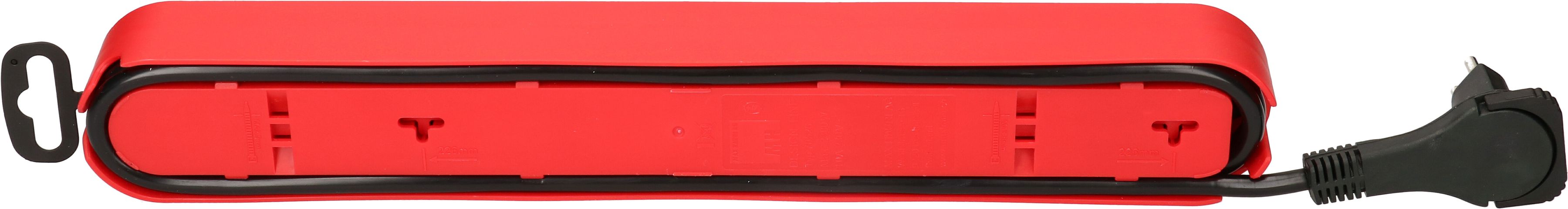 multipresa Design Line 6x tipo 13 rosso/nero interr. 2.2m piatto