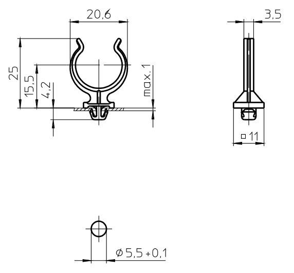 2G11-Lampenhalter seitlich 5.5 mm