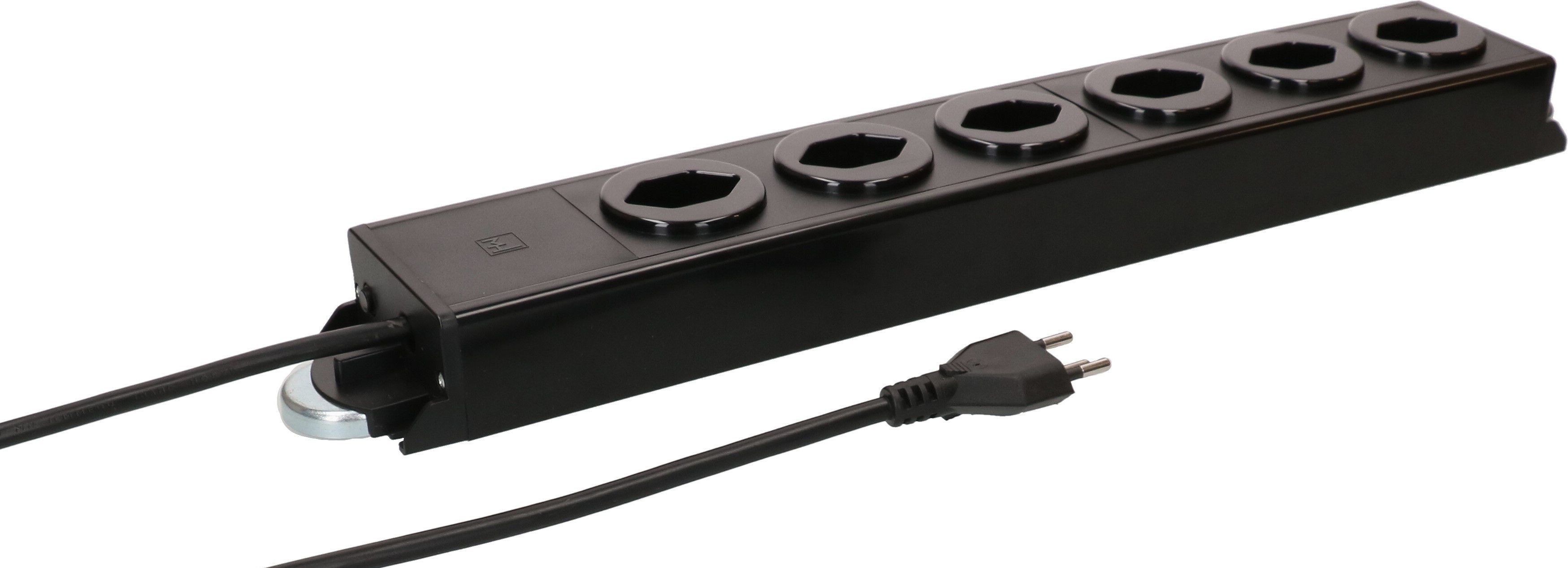 Steckdosenleiste Power Line 6x Typ 13 schwarz/schwarz 1.5m Magnet