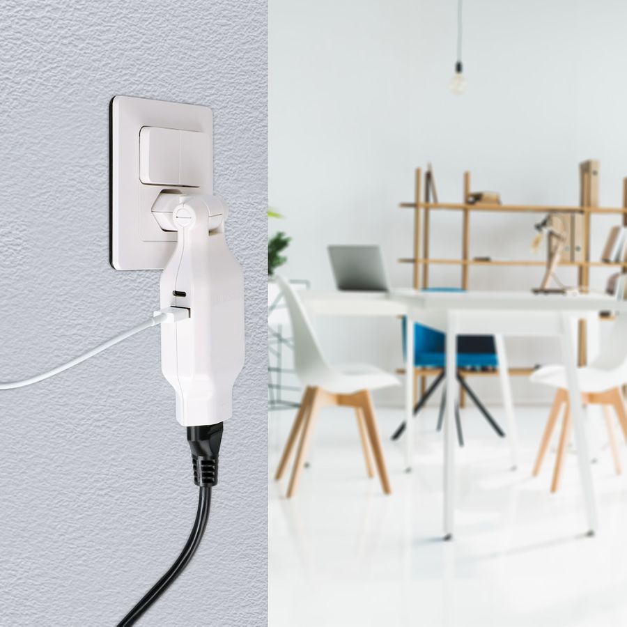 Abzweigstecker clip-clap 1x Typ 13 USB Fast Charge weiss