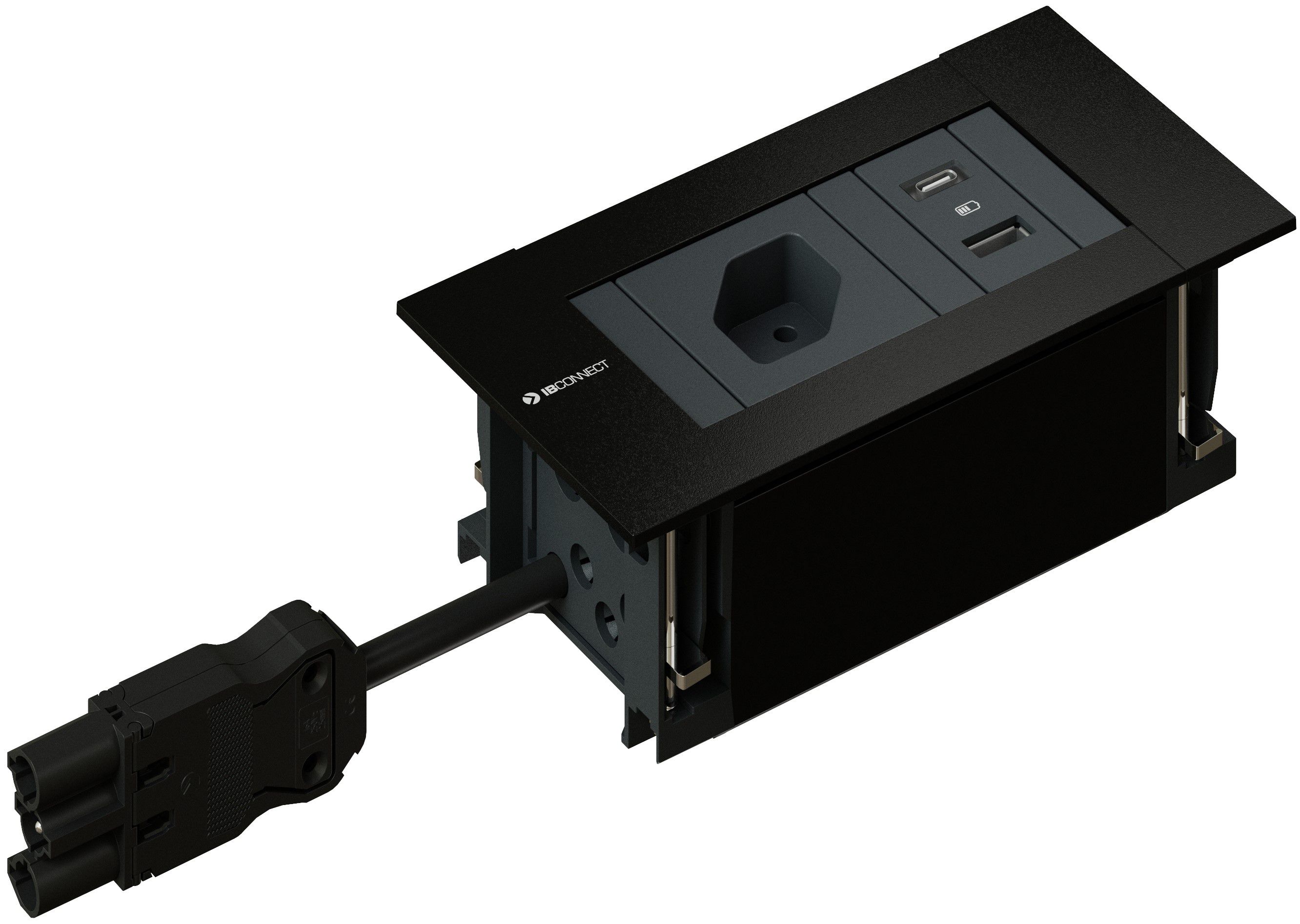 INTRO2.0 Steckdoseneinheit schwarz 1x Typ 13 1x USB-A/C