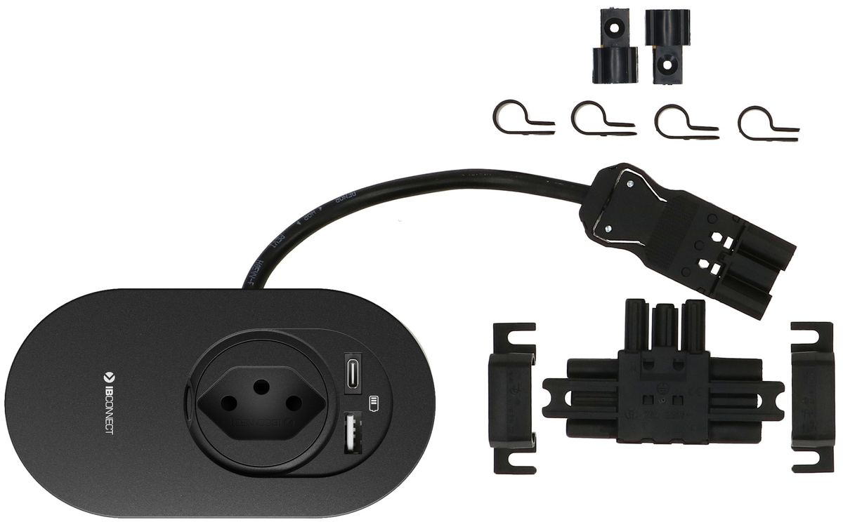 Single set d'extension ORBIT bloc multiprise noir type 13 USB-A/C