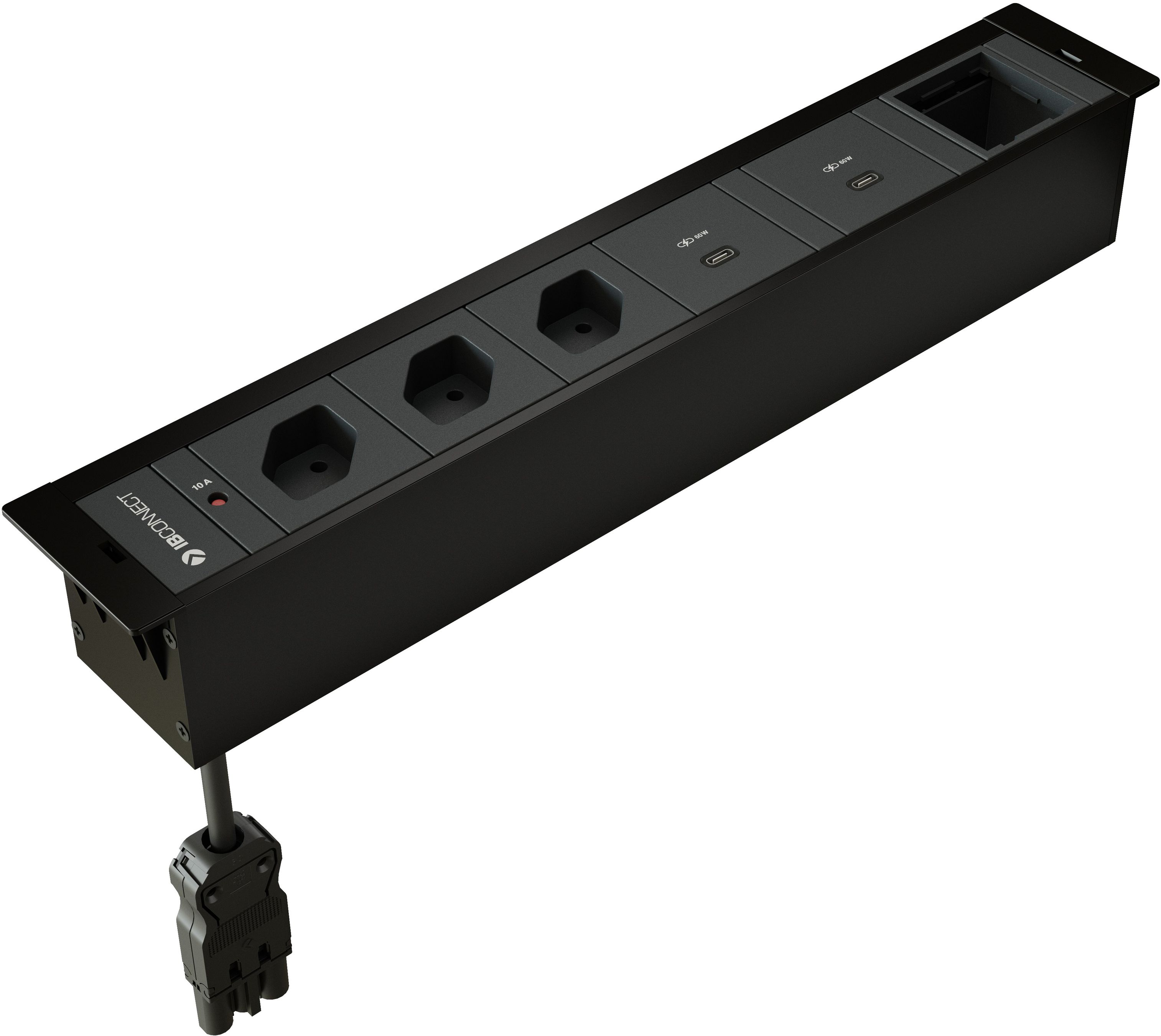 CUBOBOX Steckdos. schwarz L 6-fach 3x Typ 13 2x USB-C 60W 1x Leer
