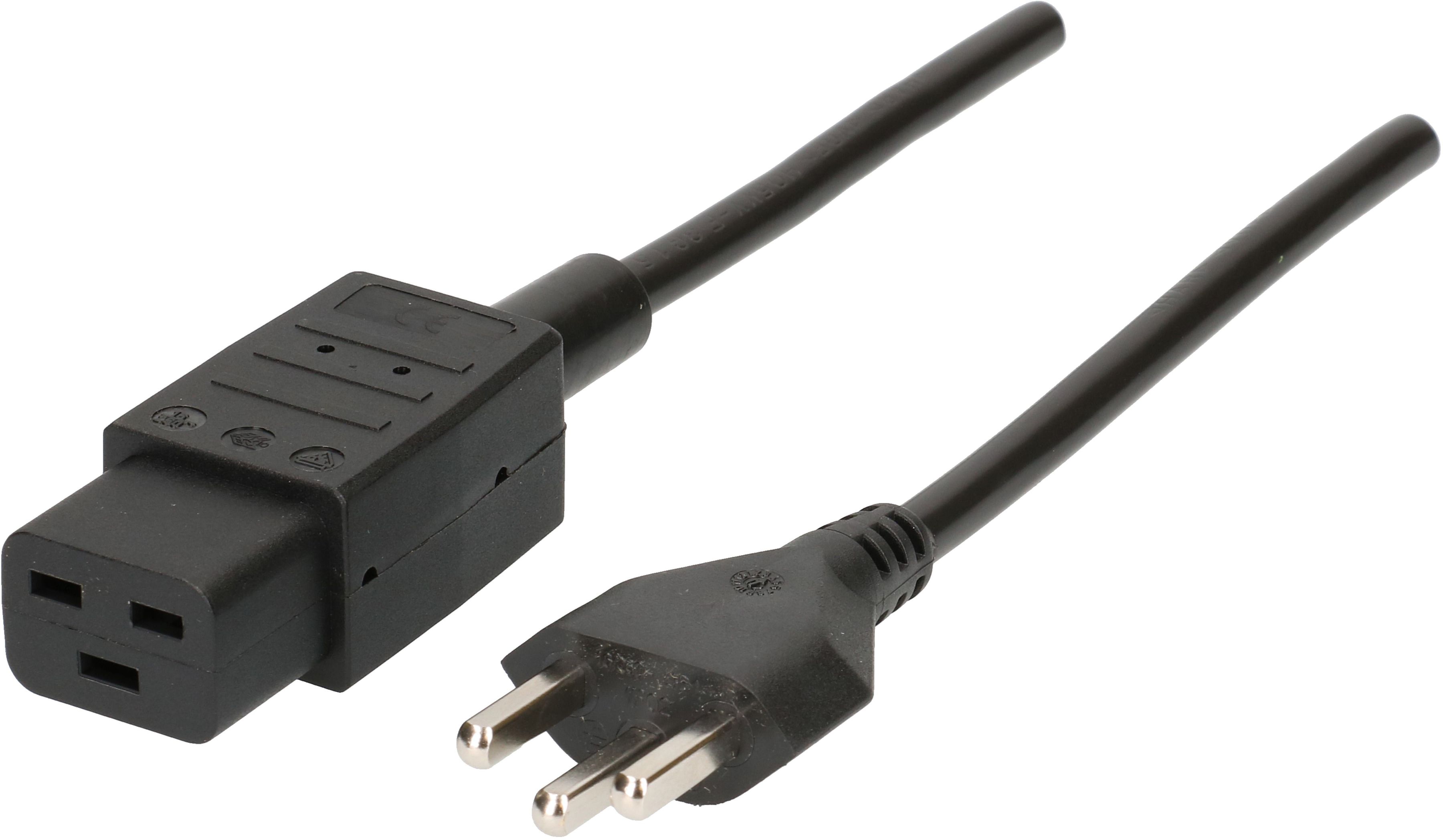 câble d'appareil TD H05VV-F3G1.5 2m noir type 23/C19