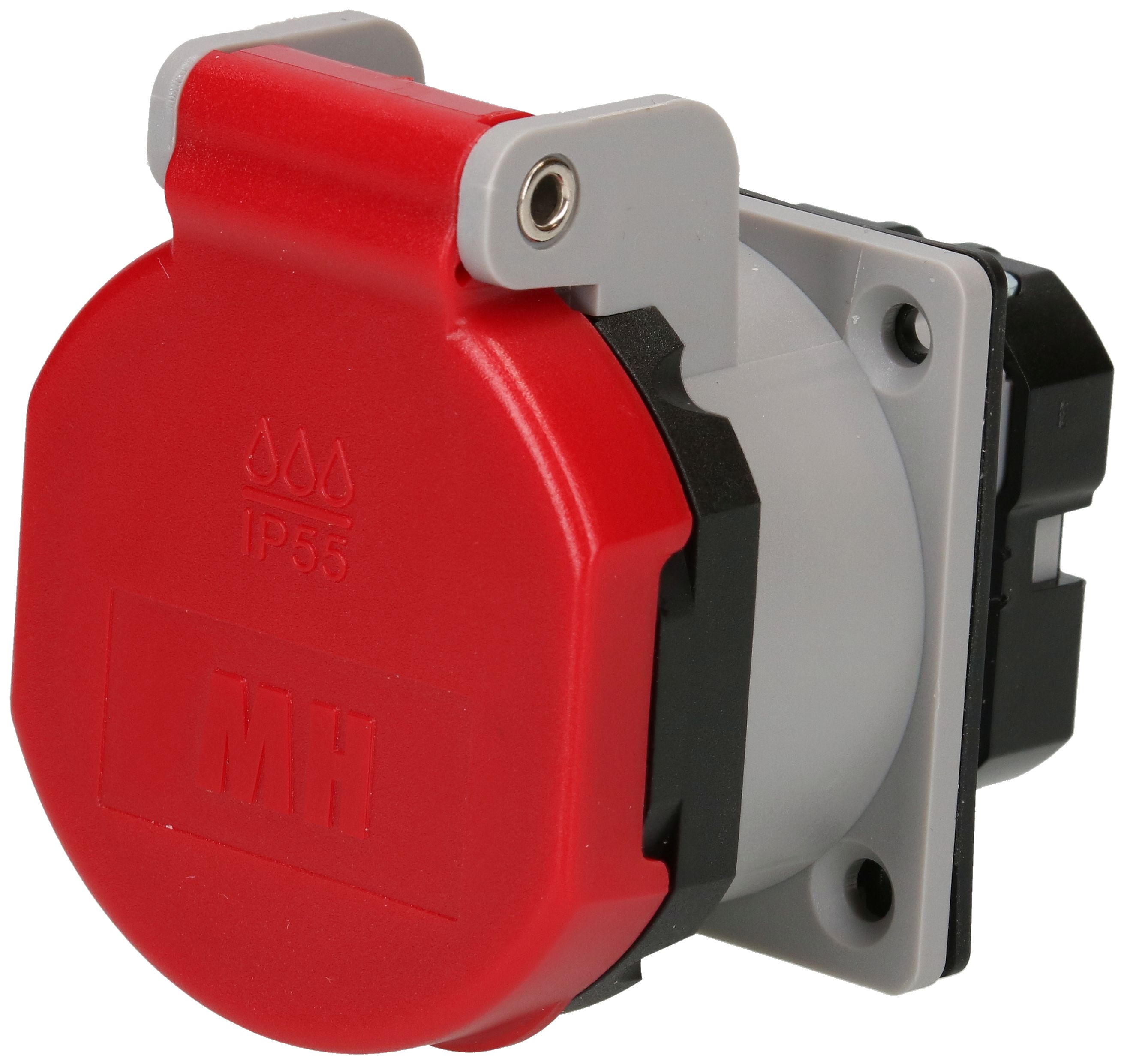 Einbausteckdose 1x Typ 25 3L+N+PE Max Hauri IP55 lichtgrau/rot
