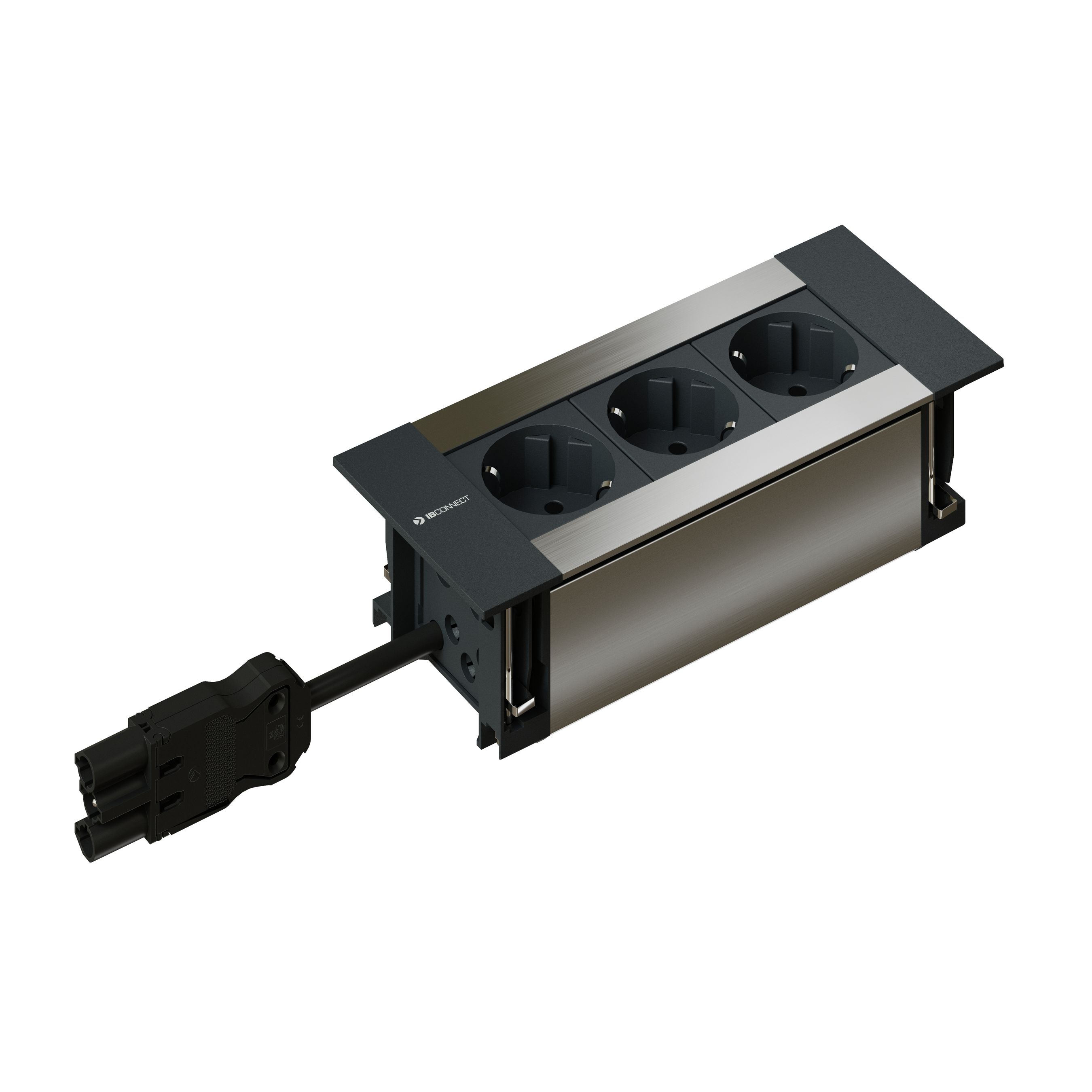 INTRO2.0 bloc multiprise anodisé 3x Schuko