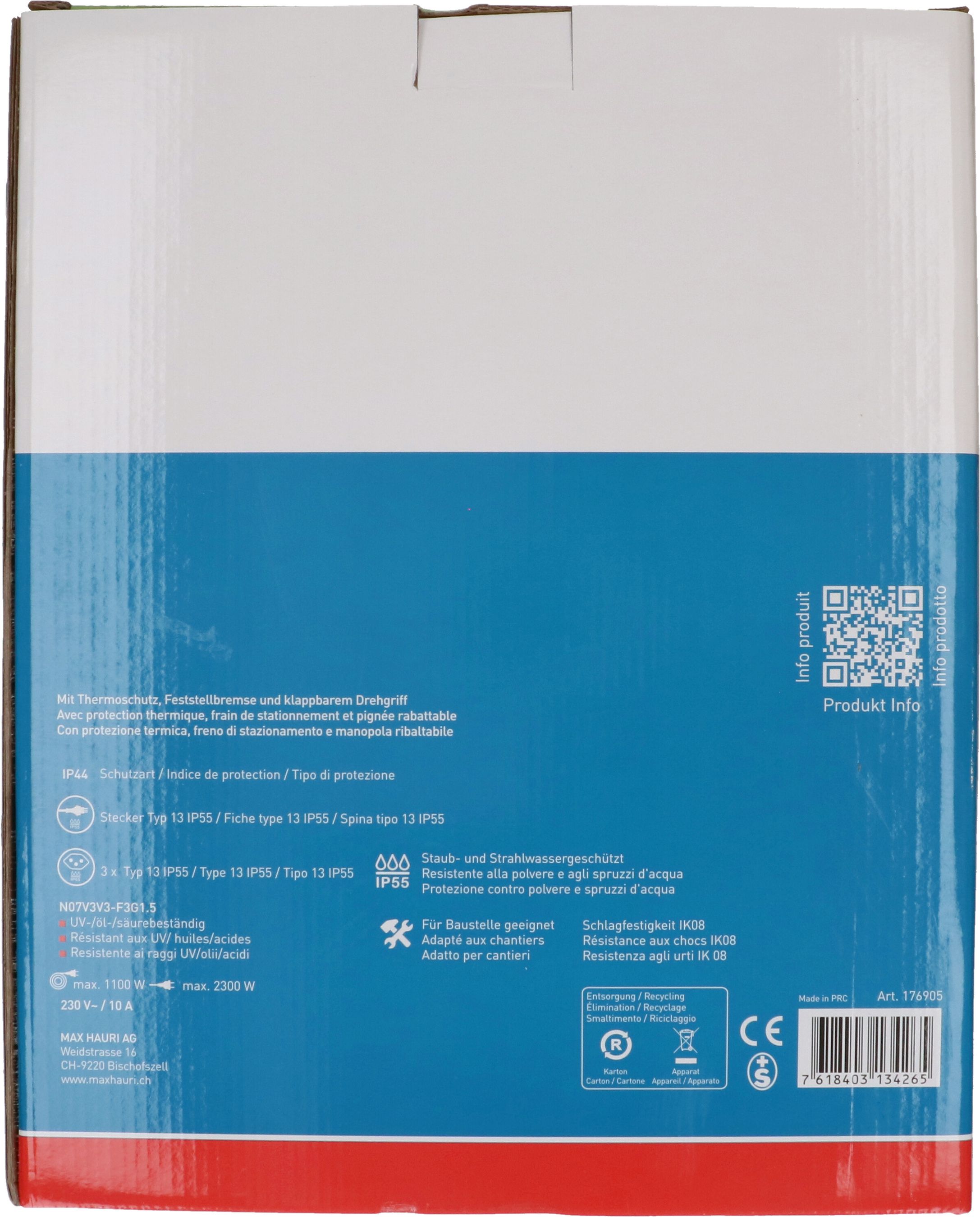 Kabelrolle 3x Typ 13 IP55 50m schwarz