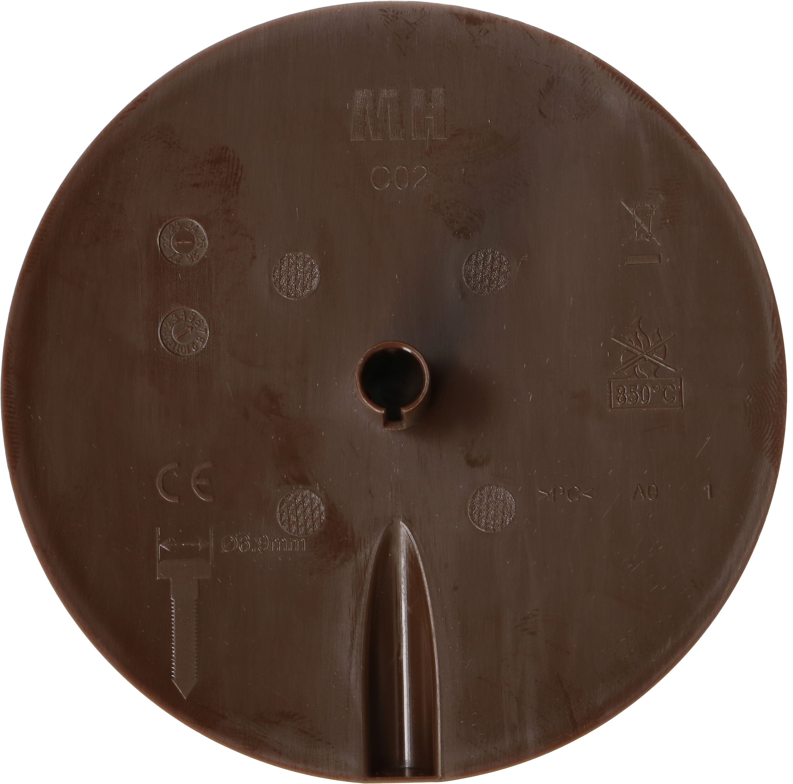 Deckenrosette rund flach Federbügel + Kabeleinführung steckbar br