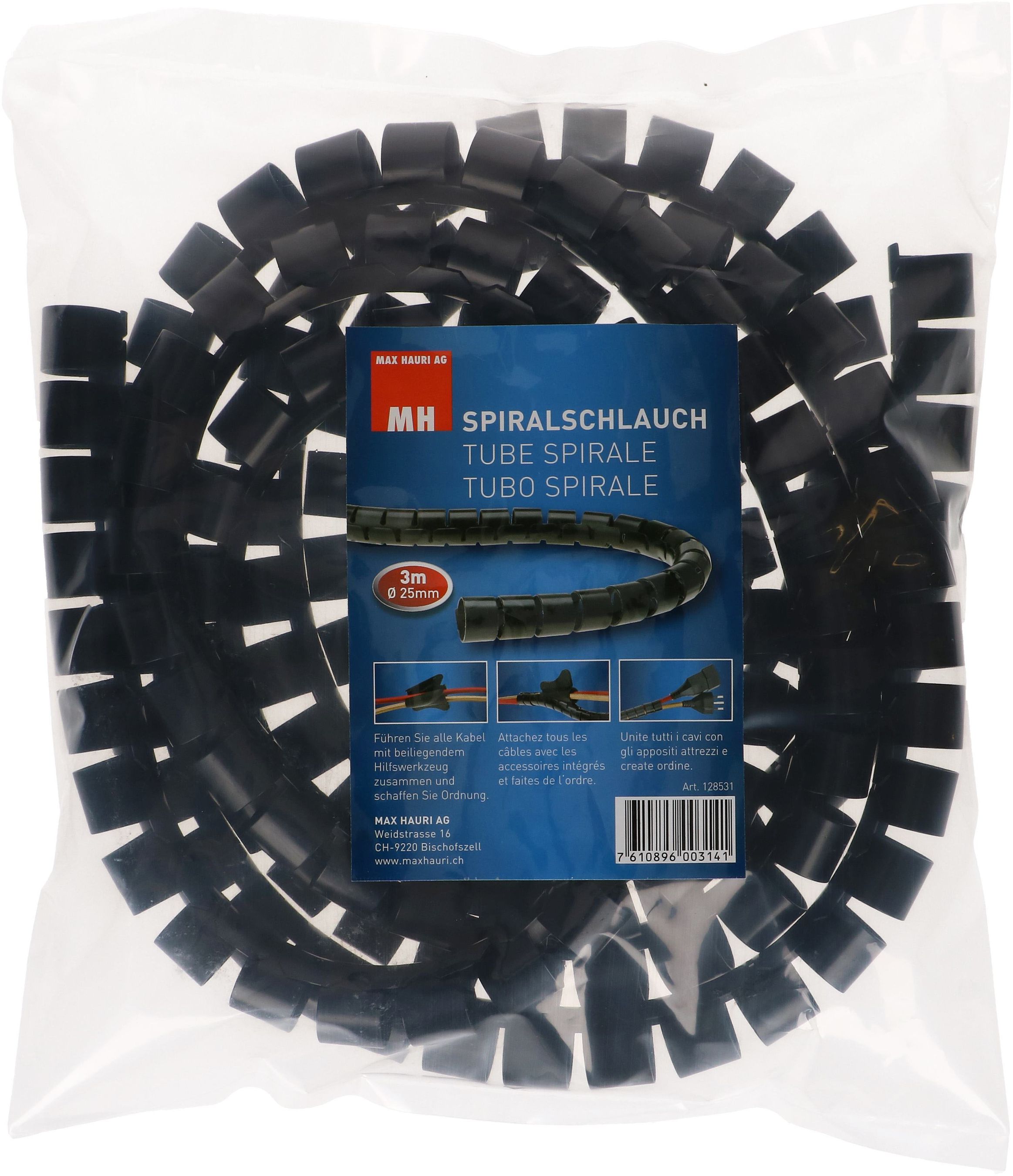 Spiralschlauch D=25mm schwarz L=3m