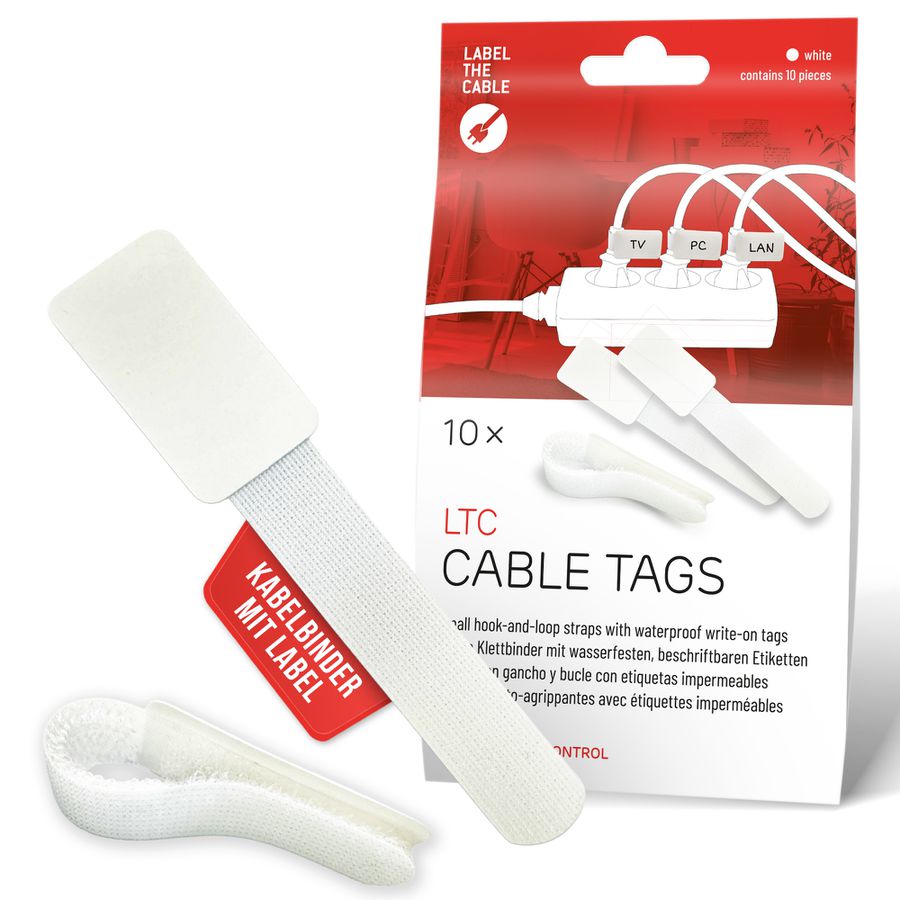 LTC Cable Tags fascette con etichetta bianco / 10 pezzi