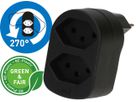 Abzweigstecker ADAPT 2x Typ 13 schwarz drehbar Green+Fair