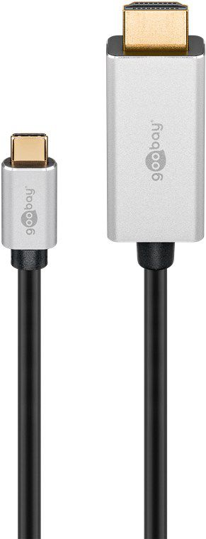 USB-C auf HDMI Adapterkabel 2m schwarz/silber