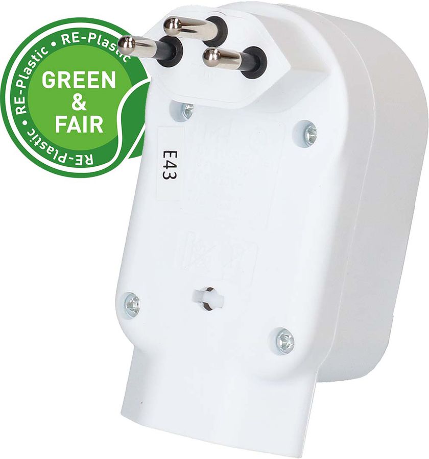 Abzweigstecker ADAPT 2+1x Typ 13 weiss drehbar Green+Fair