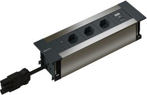 INTRO2.0 Steckdoseneinheit eloxiert 3x Typ 13 1x USB-A/C