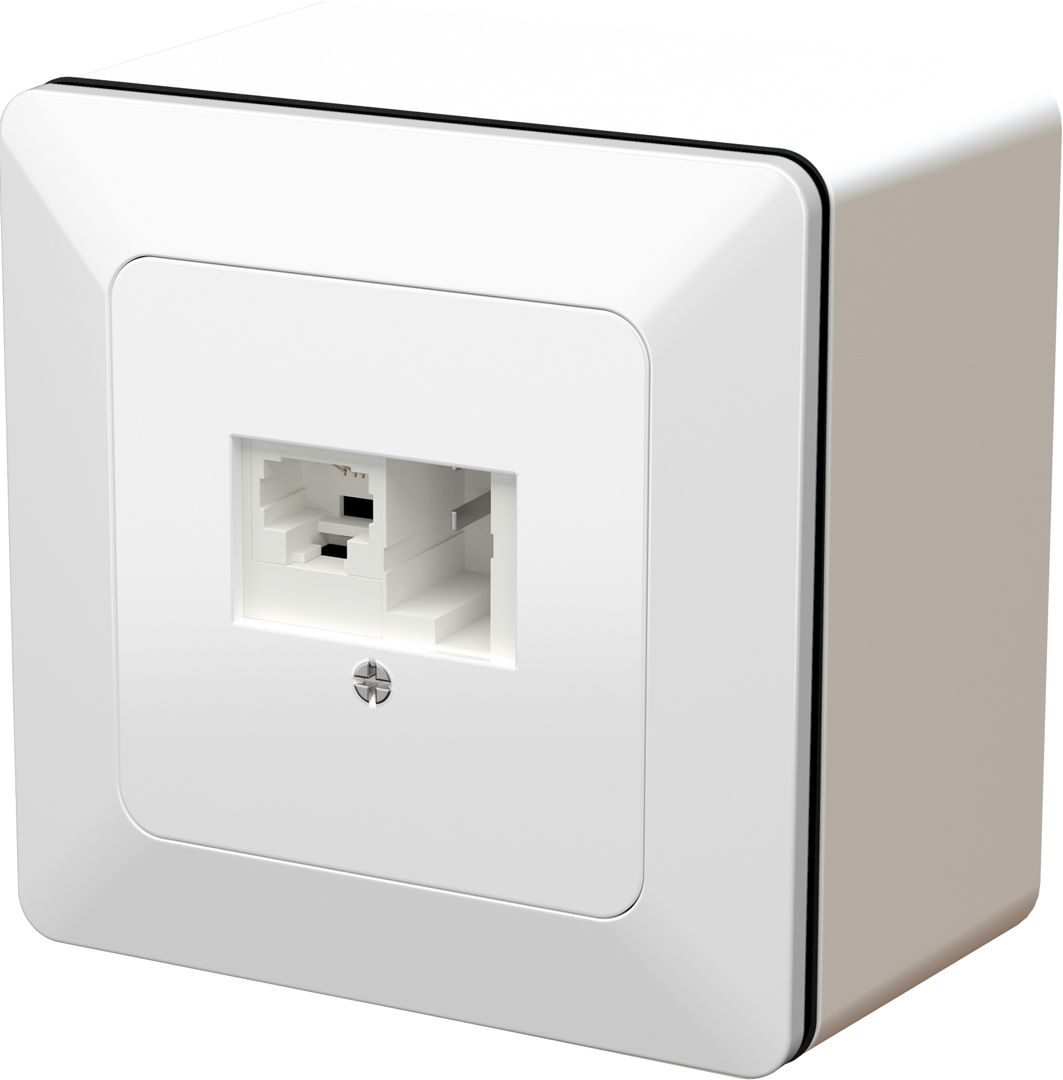 Netzwerkdose 1x TT83 / 1x RJ45 8-polig AP priamos weiss