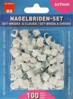 Nagelbriden-Set 6x9mm weiss für Flachkabel / 100 Stück