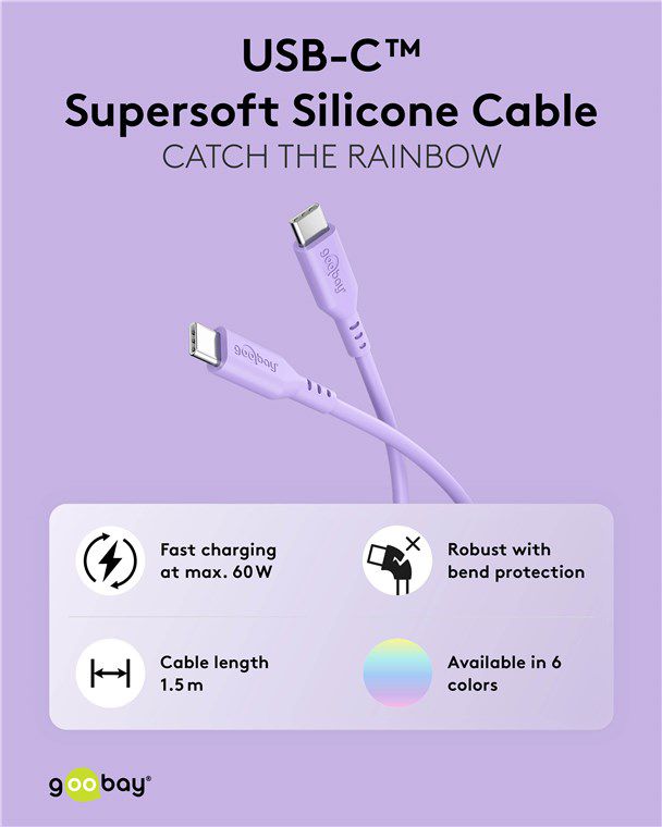 Ladekabel USB-C Silikon 1.5m violett