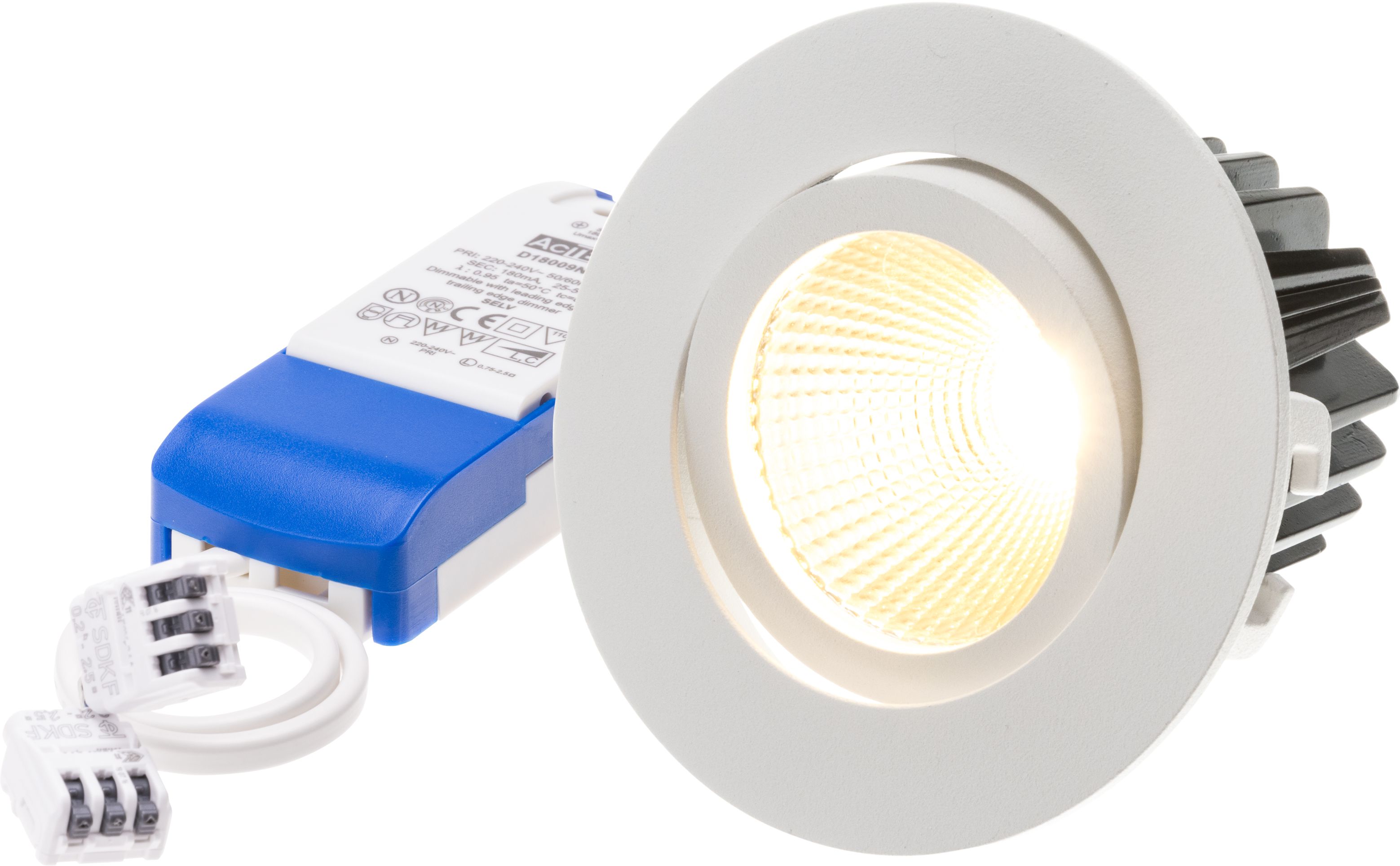 LED-Einbauspot "DISC" weiss, 36°, 8W