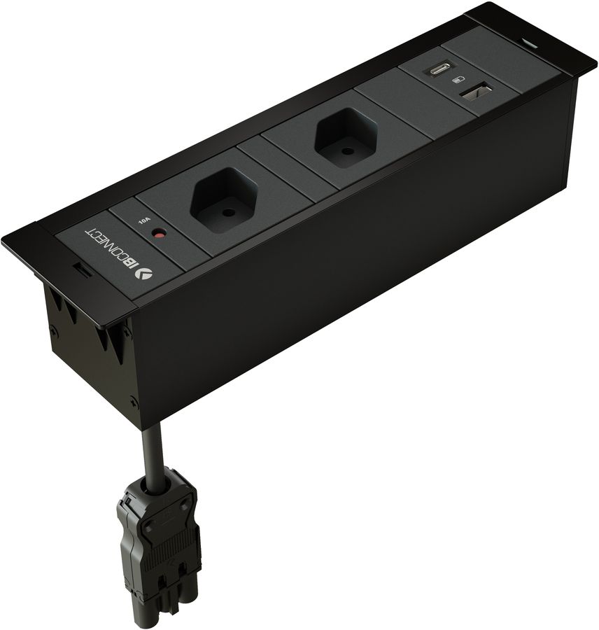 CUBOBOX Steckdoseneinheit schwarz S 3-fach 2x Typ 13 1x USB-A/C