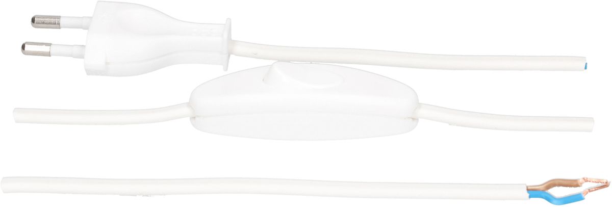 TDLF-Netzkabel H03VVH2-F2X0.75 2m weiss Schalter T26