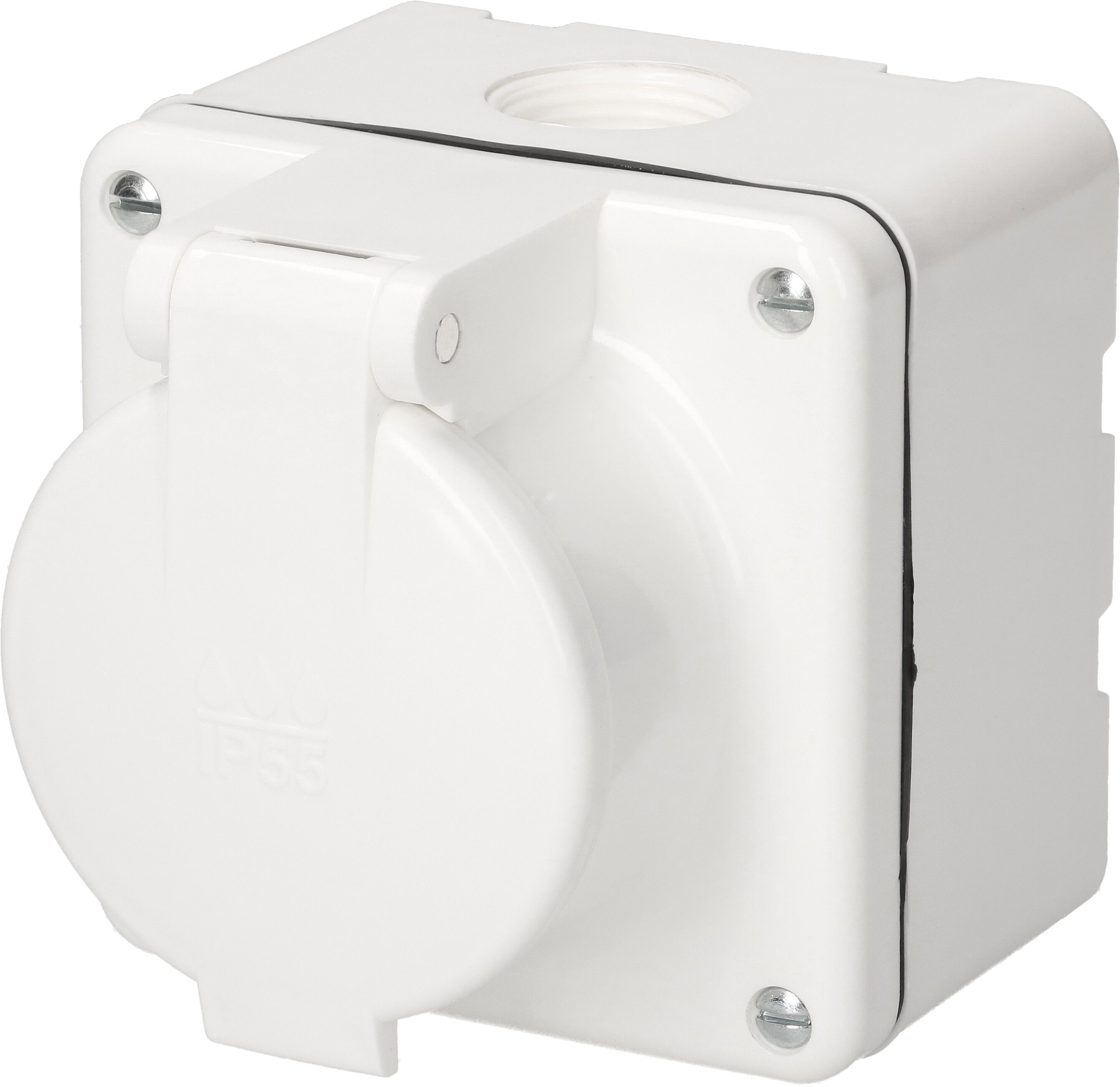 Steckdose 1x Typ 15 Gr.1x1 AP Mica Nass IP55 weiss