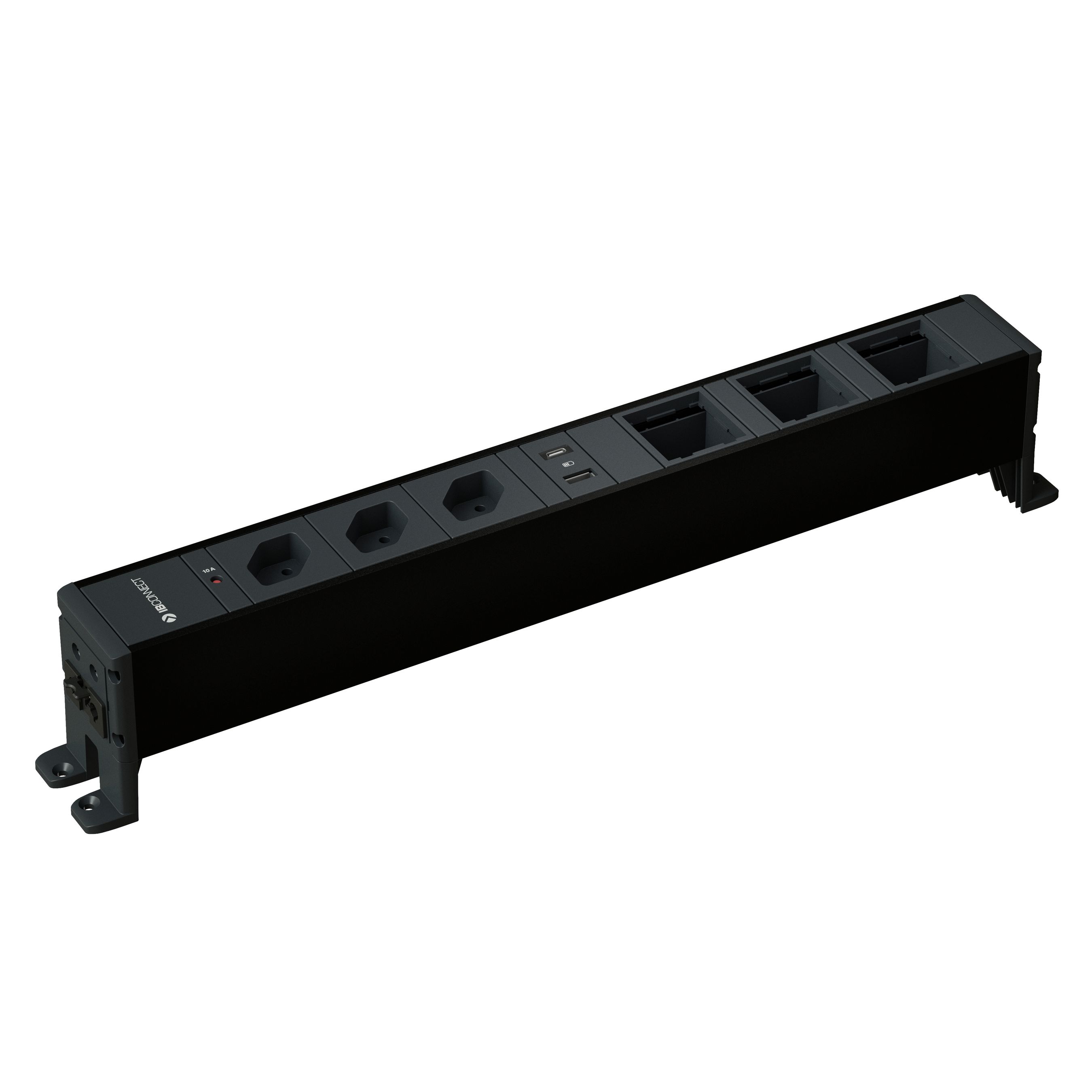 CUBO presa multipla nero 3x tipo 13 1x USB A/C 3x modulo vuoto