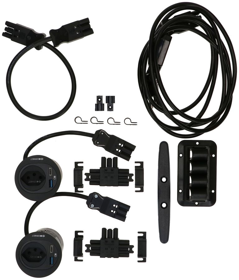 Twin Anschluss-Set ATOM Steckdoseneinheit schwarz Typ 13 USB-A/C