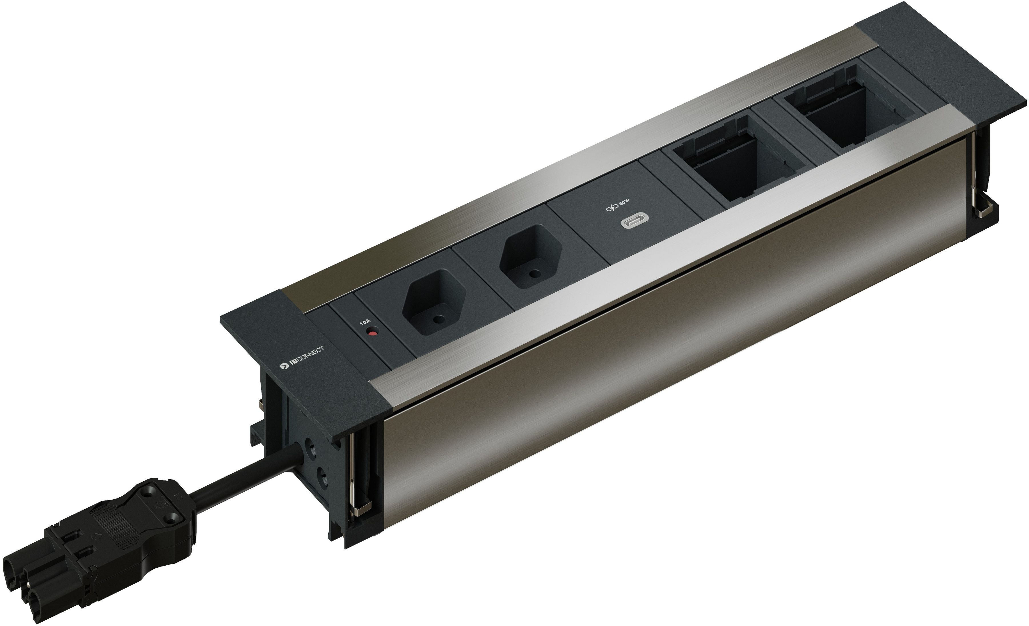 INTRO2.0 Steckdosen. eloxiert 2x Typ 13 1x USB-C 60W 2x Leer