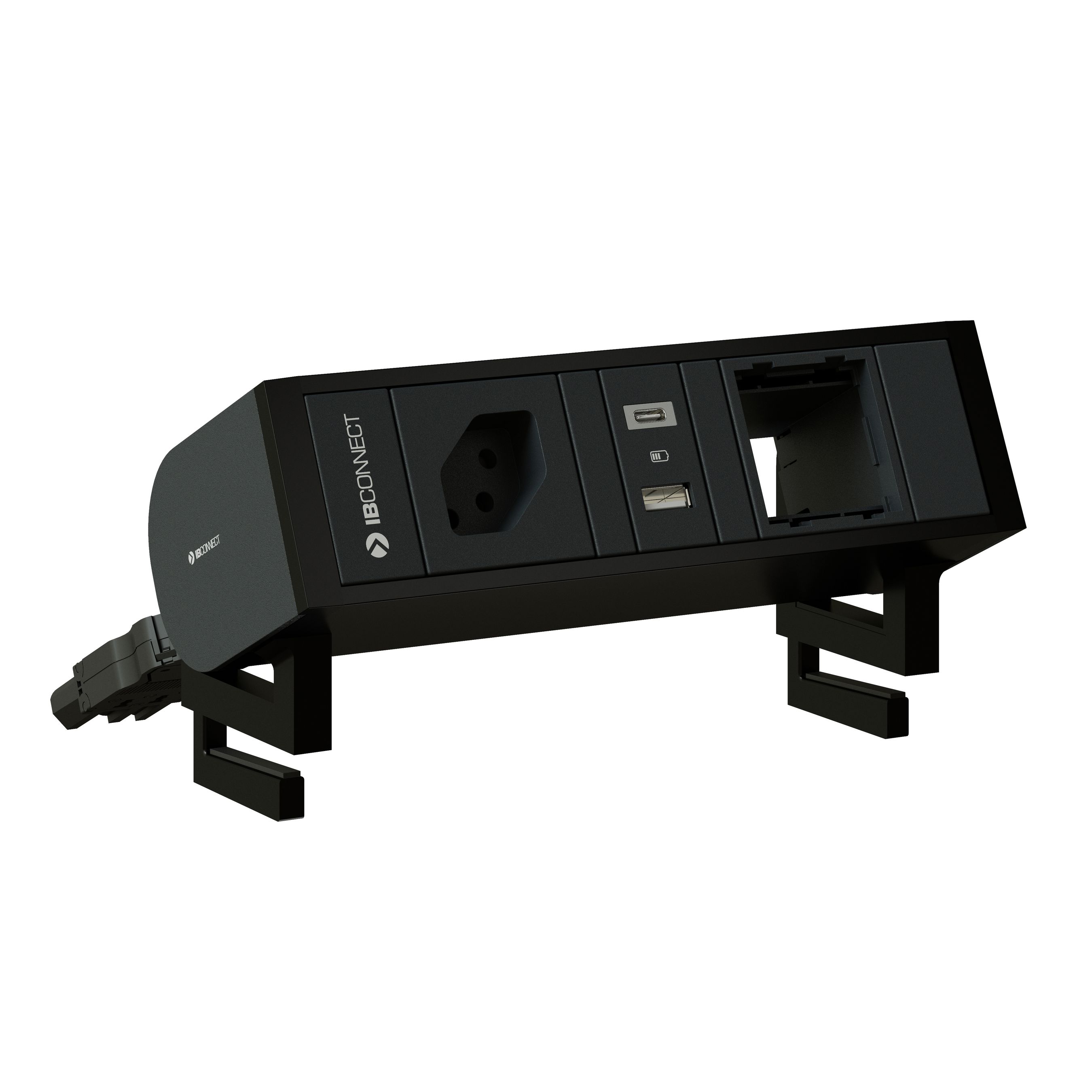 SUPRA bloc multiprise noir 1x type 13 1x USB-A/C 1x module vide