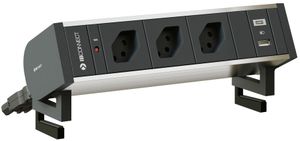 SUPRA Steckdoseneinheit eloxiert 3x Typ 13 1x USB-A/C