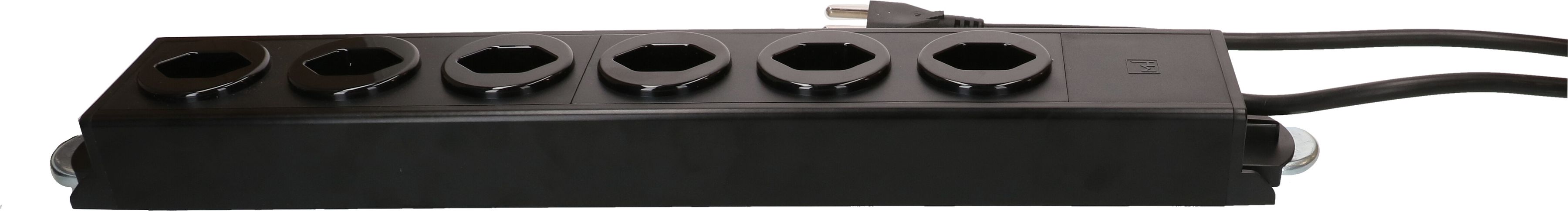 Steckdosenleiste Power Line 6x Typ 23 schwarz/schwarz 1.5m Magnet
