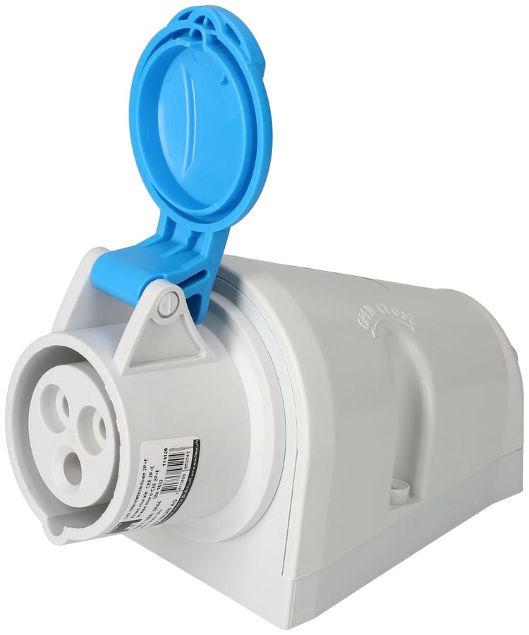 CEE-Wandsteckdose 2P+E 230V/16A blau IP44