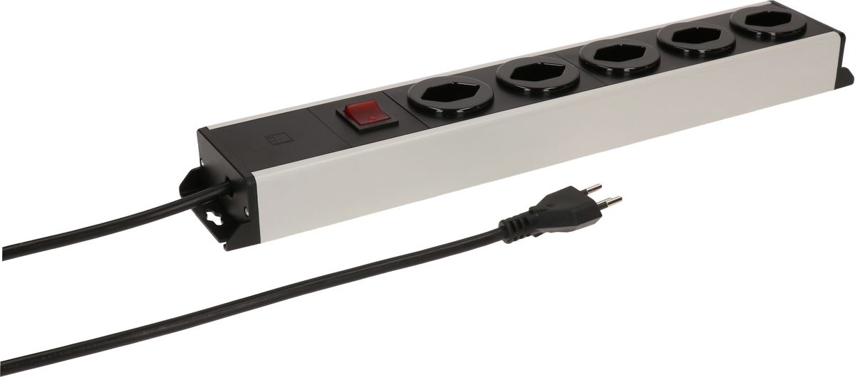 Steckdosenleiste Power Line 5x Typ 13 grau/schwarz Schalter 1.5m