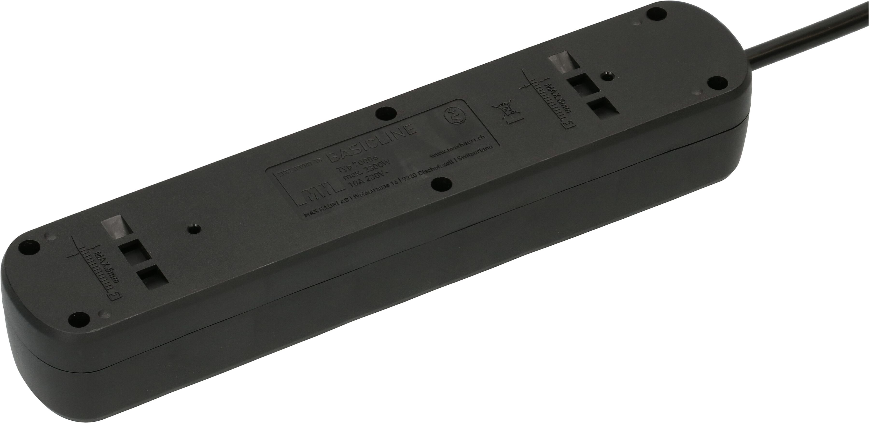 Steckdosenleiste Basic Line 6x Typ 13 schwarz Schalter 1.5m