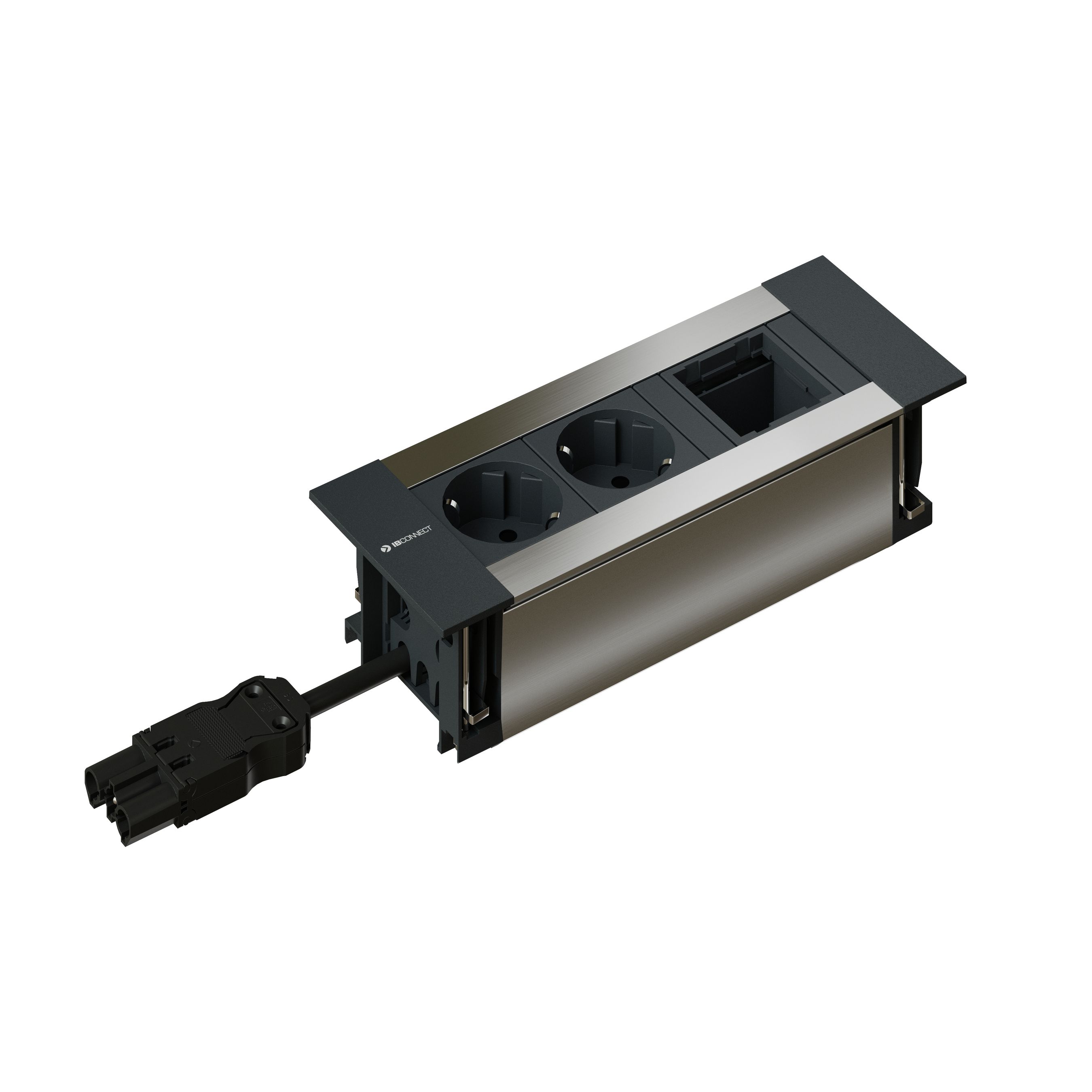 INTRO2.0 bloc multiprise anodisé 2x Schuko 1x module vide