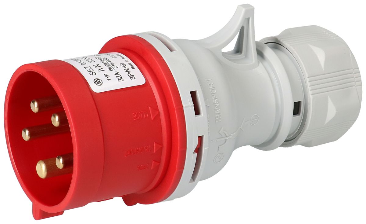 Industrial plug 3P+N+E 400V/32A red IP44