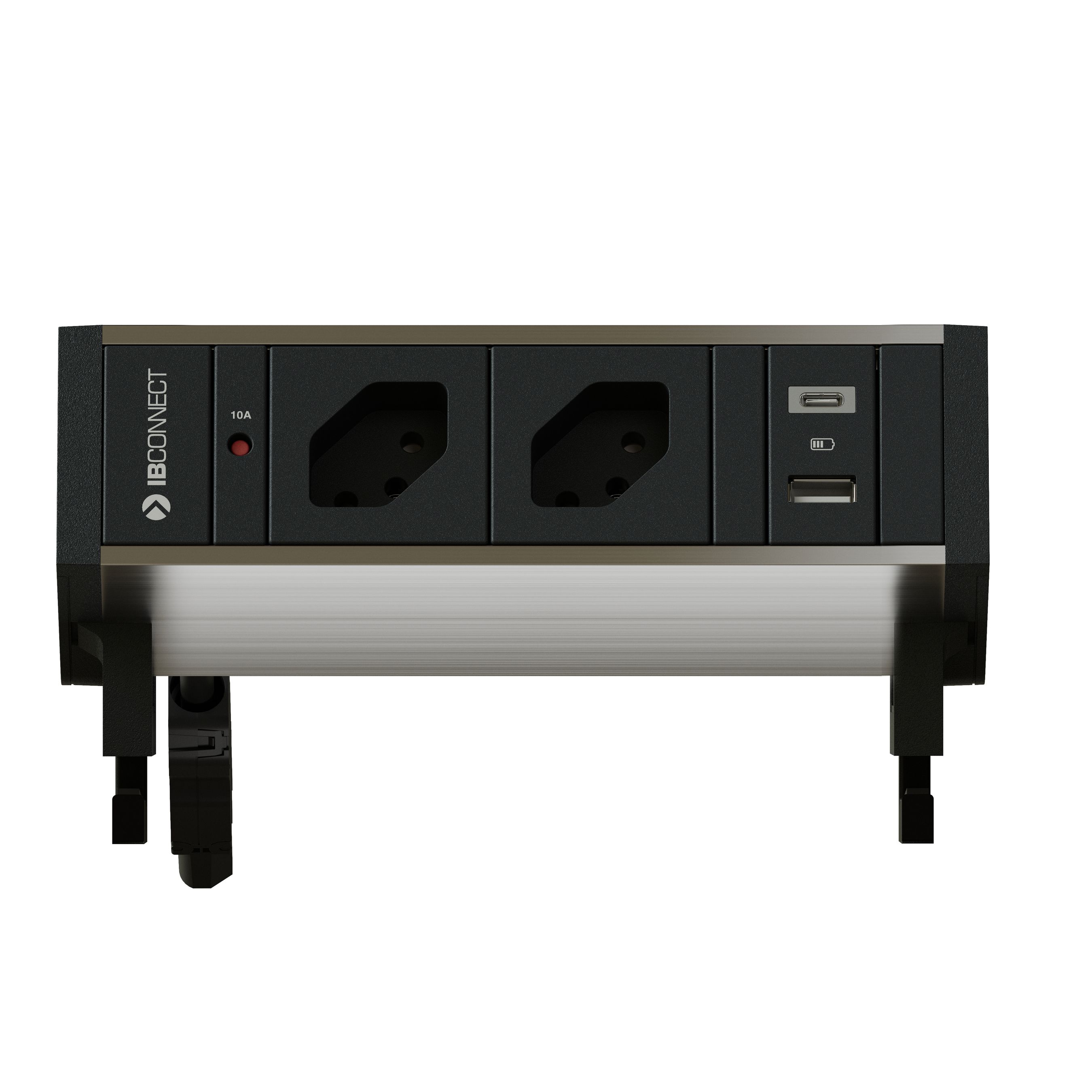 SUPRA bloc multiprise anodisé 2x type 13 1x USB-A/C