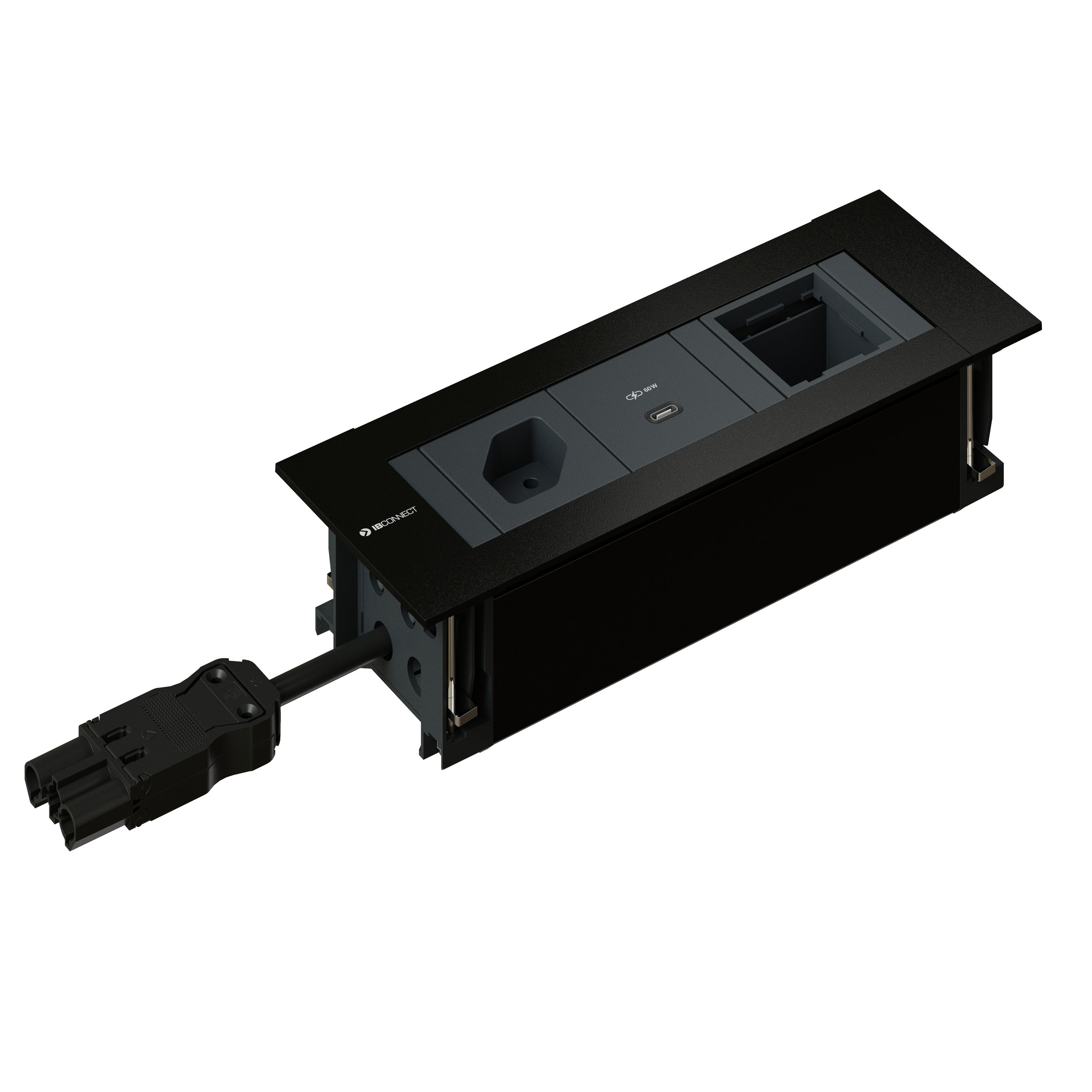 INTRO2.0 bloc multiprise noir 1x type 13 1x USB-C 60W 1x vide