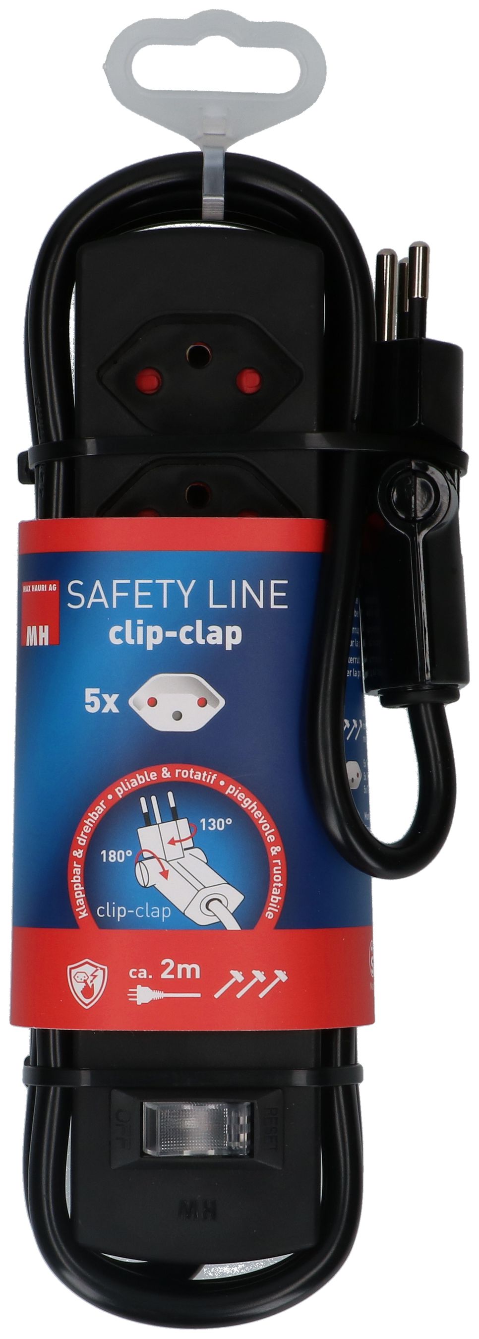 Steckdosenleiste Safety Line 5x Typ 13 BS sw Schalter 2m cli.
