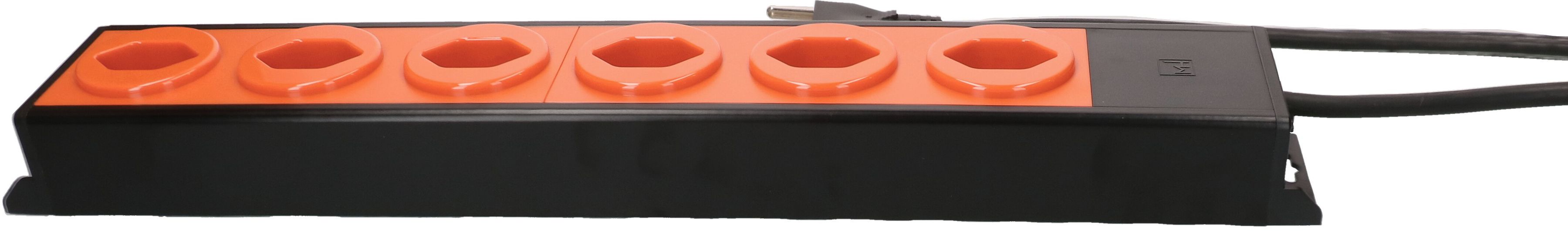 Steckdosenleiste Power Line 6x Typ 23 schwarz/orange 3.0m