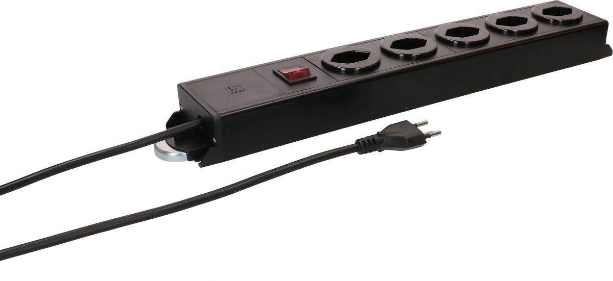 Steckdosenleiste Power Line 5x Typ 13 sw/sw Schalter 1.5m Magnet