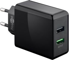 adattatore di ricarica rapida dual USB 2x USB-A QC 28W nero