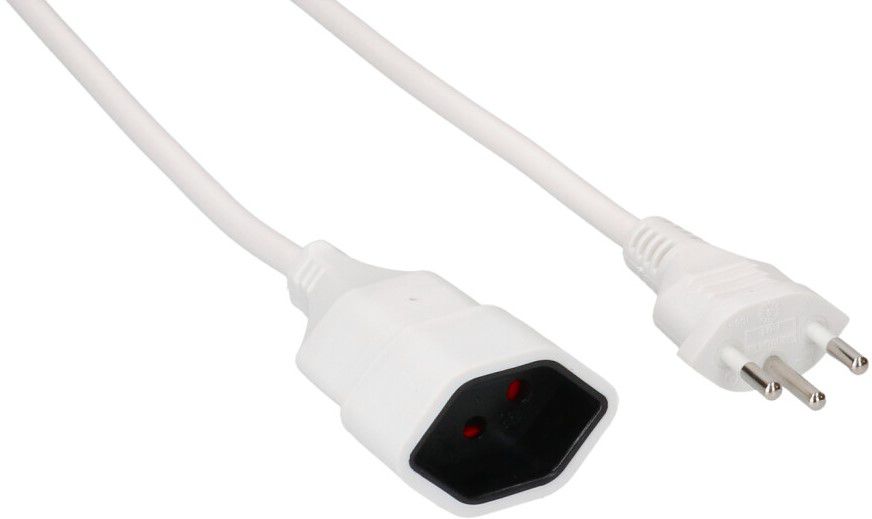 TD-Verlängerung H05VV-F3G1.0 1m weiss BS Typ 12 / Typ 13