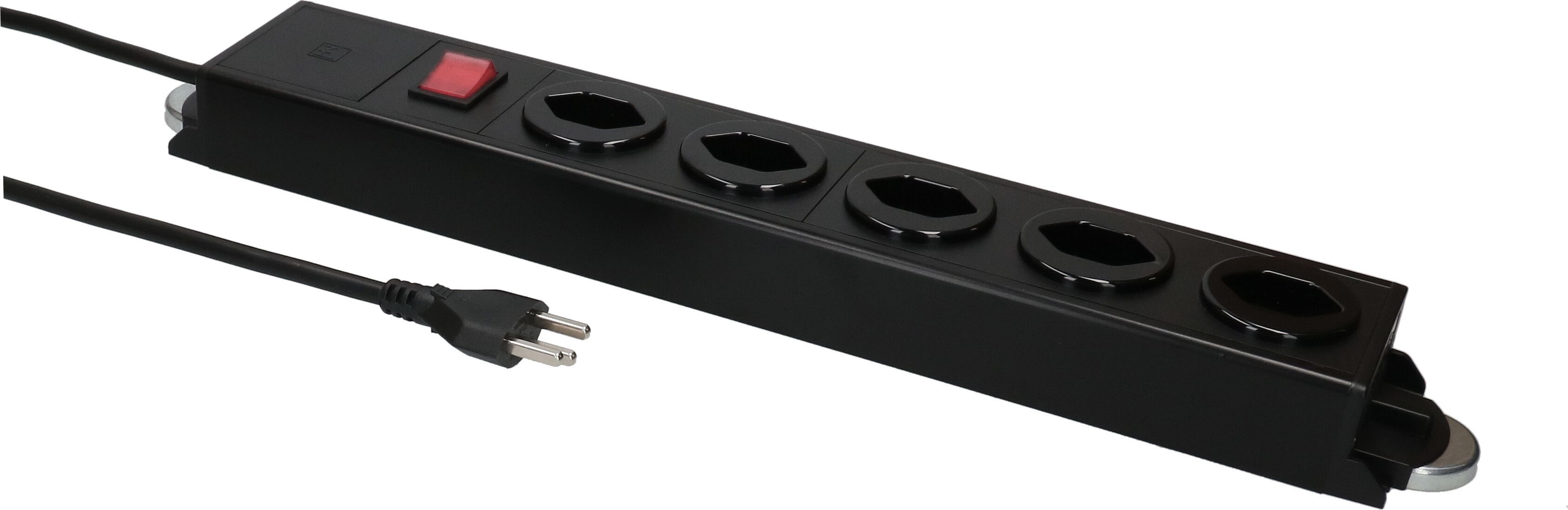 multipresa Power Line 5x tipo 23 nero/nero interrut. 1.5m magnete