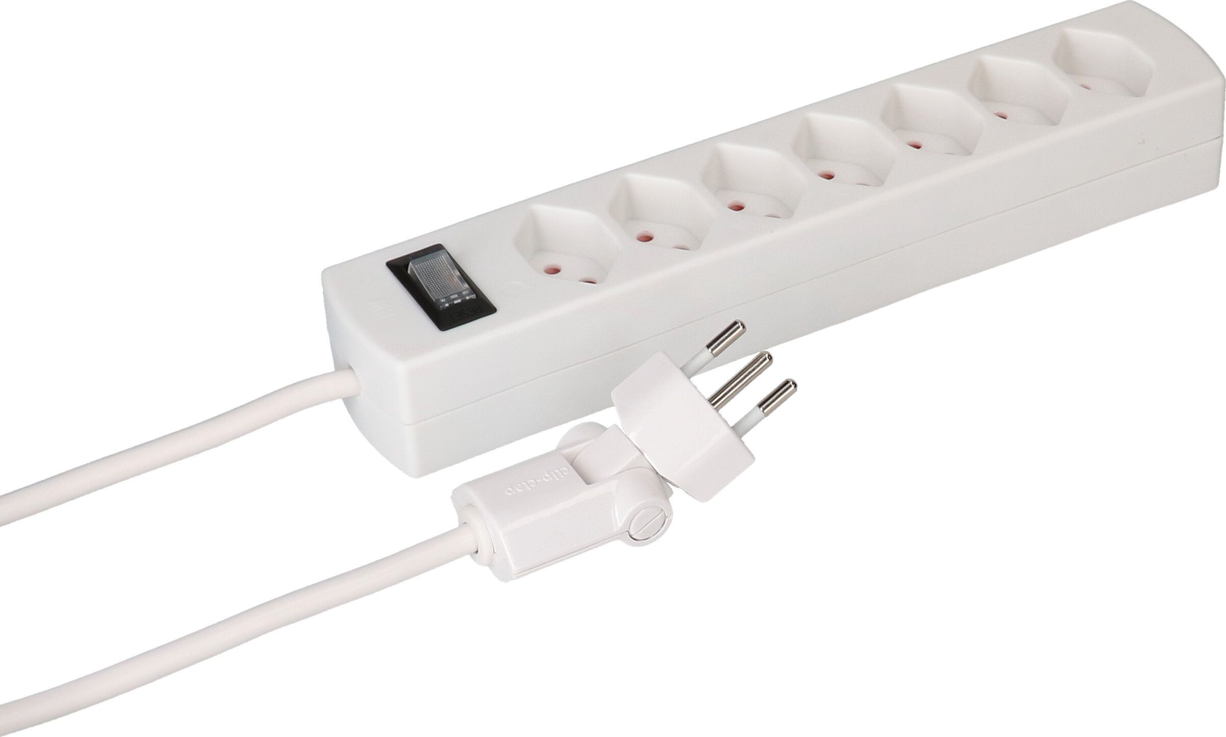 multiprise Safety Line 7x type 13 BS blanc interrupteur 2m cli.